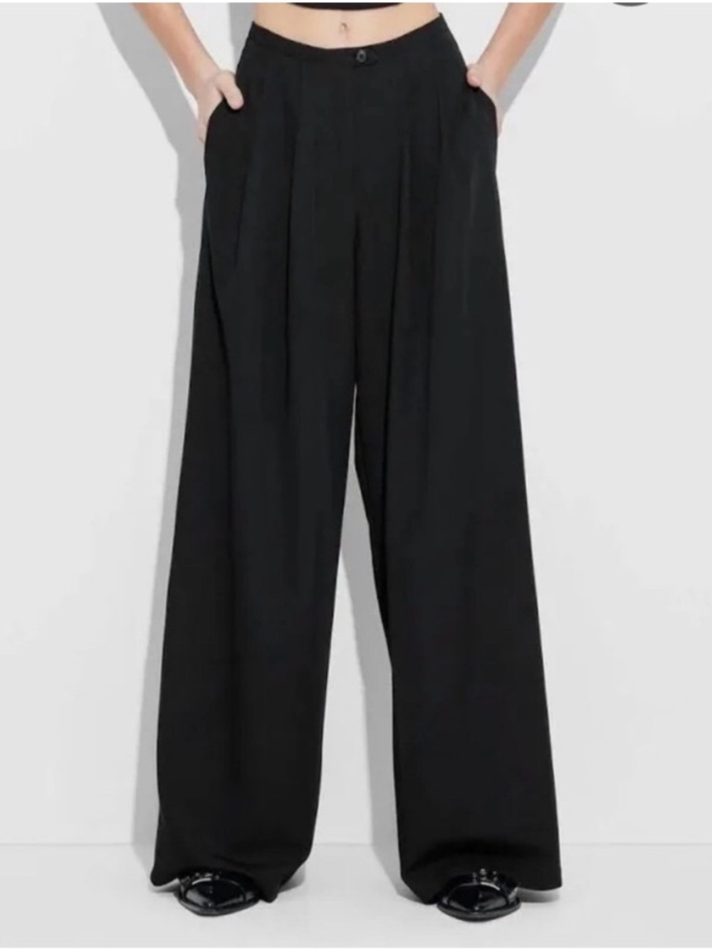 Wild Fable Pleated Tailored Wide Leg Black Trousers Various Sizes | NWT